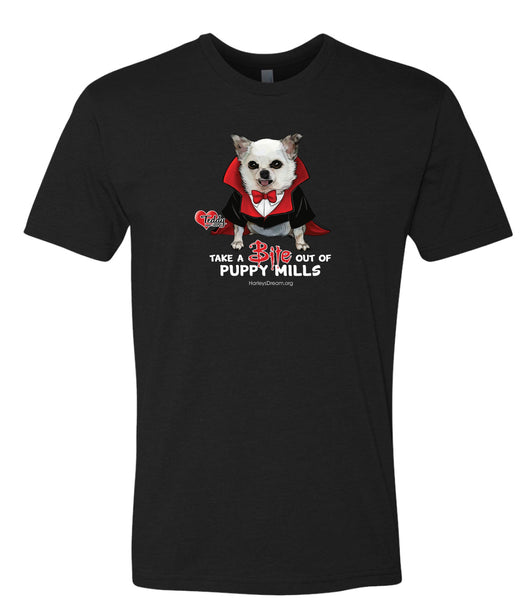 T-shirt (Unisex, Black) - Take a Bite Out of Puppy Mills!