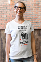 T-Shirt (Ladies, V-Neck) White - "Dogs are NOT Products"
